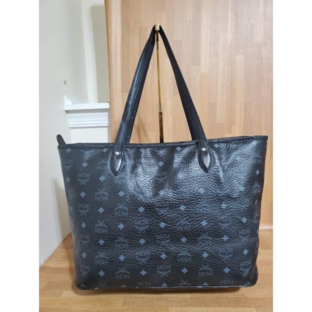 MCM Black Tote with Multicolor Stripes - Picture 12 of 12